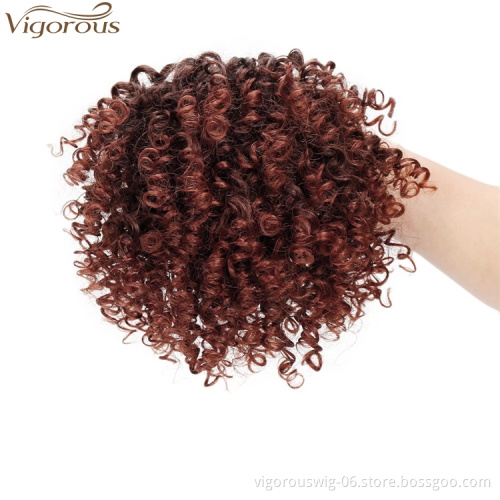 Vigorous Short Afro Curly Ponytail Hair Piece for African American Women Drawstring Curly Extension Clip in Synthetic Hair Bun